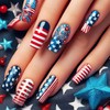 Independence Day Press on Nails Medium Long Coffin Nails Red