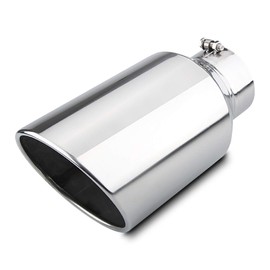 LCGP Exhaust Tip 5" Inlet 8" Outlet 15" Long Rolled End Angle Cut Bolt On Polished Exhaust Tail Pipe