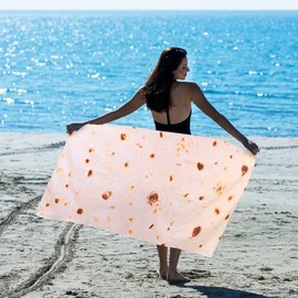 LIVILAN Funny Mexican Taco Burrito Beach Towel for Adult, Oversized Microfiber Quick Dry Sand Free Towel, Lightweight and Soft Pool Swim Shower Travel Towel, Burrito Gifts for Women Men Kids,30”X60”
