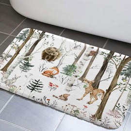HuntStone Rustic Forest Cabin Bath Mat - Animal Theme Rug, 19x31 inches