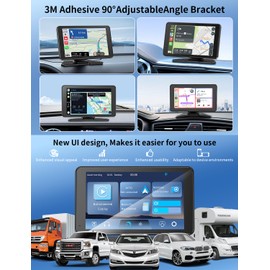 Apple Carplay Screen for Car, 7" HD Portable Car Stereo Touch Screen with Wireless Android Auto, Backup Camera with LED/Mirror Link/Voice Control/Bluetooth/GPS/AUX/FM Satellite Radio for All Vehicles