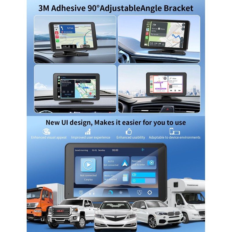 Apple Carplay Screen for Car, 7" HD Portable Car Stereo