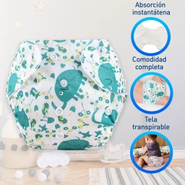 Pañales Ecológicos De Tela Para Bebé 6 Pañales + 6 Insertos