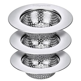 3-Pack Stainless Steel Kitchen Sink Strainer – 2026 Deep Basket Drain Filter, Rust-Proof Food Catcher, Smooth Edge, Fits 3.5" for Kitchen, Utility Sinks, Basins. Anti-Clog, Dishwasher Safe (4.5" OD)