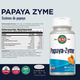 Kal Papaya-zyme Enzimas Digestivas 100tabletas