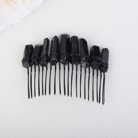 Teyglen Raw Crystal Quartz Hair Comb Clear Crystal Hair Side Comb Mermaid Rhinestone Hair Comb Sun Moon Goddess Headpiece Decorative Hair Accessories for Women Girls (Black)