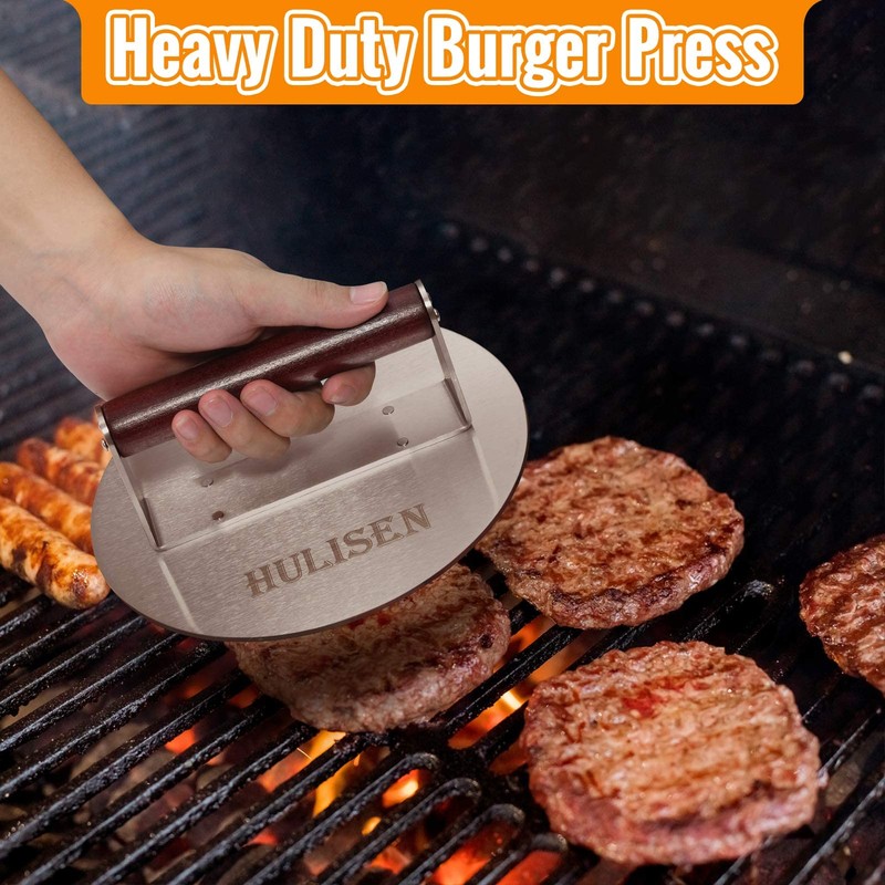 HULISEN Heavy-Duty Burger Press & Melting Dome Set, 8.5 Inch