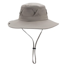 Men's Waterproof Sun Hats Outdoor Summer UV Protection Bucket Safari Cap Wide Brim Packable UPF50 Cowboy Hat for Fishing Hunting Hiking Khaki
