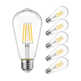 LVWIT ST21 Bombilla LED de filamento 7 W (equivalente a 60 vatios), regulable 2700 K, blanco cálido, bombilla Edison vintage E26, base mediana (paquete de 6)