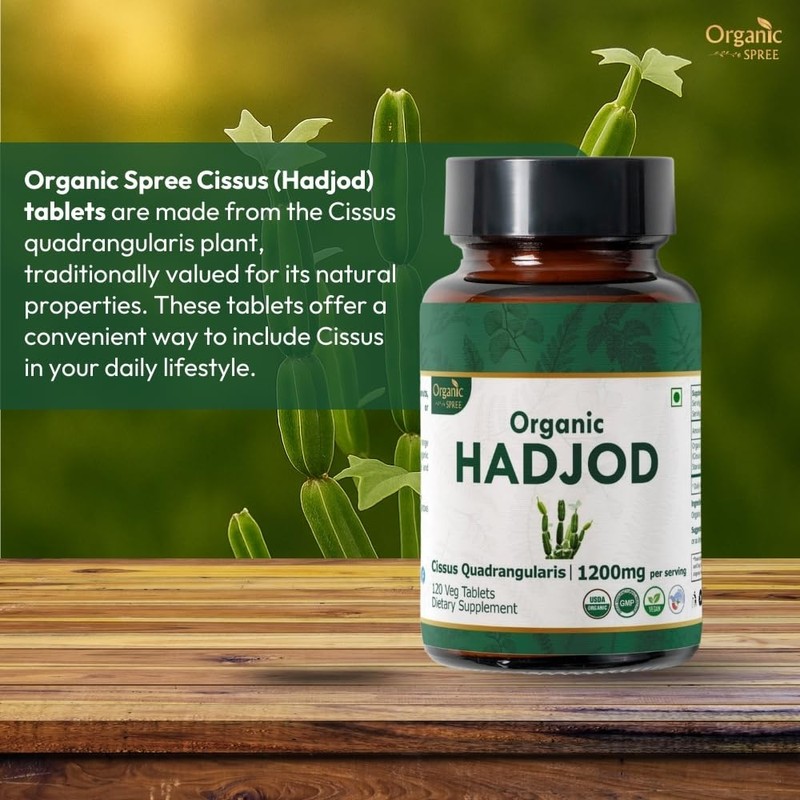 ORGANIC SPREE Hadjod 120 Tablets – USDA Organic Cissus Quadrangularis
