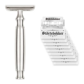Störtebekker® Premium Safety Razor Men's Rostock | High Quality Wet Razor Made of Stainless Steel | 163 g Extra Heavy for Better Handling | Includes 10 Stainless Steel Razor Blades | Safety Razor