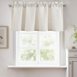 Hiasan Linen Valances for Windows Light Filtering Rod Pocket Window Valance for Living Room Bedroom Bathroom Farmhouse Country Rod Pocket 1 Panel Cream Beige, 42" W x 18" L
