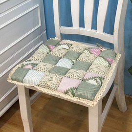 Vctops - Cojín para silla con lazos de encaje antideslizante para casa de campo, estampado floral, para cocina, comedor, cojín (310, 40,6 x 40,6 cm)