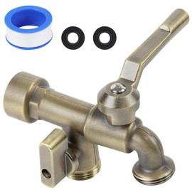 CNYGO Bronze 2 in 1 Double Outdoor Faucet, Brass Material, Wall Mount, 3/4 inch NPT Female Inlet & Outlet, Frost-Proof, for Garden, Industry and Household Use