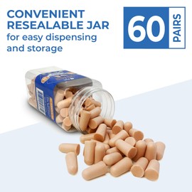 Reli. Foam Ear Plugs (60 Pairs) 31 dB NRR | Disposable Foam Ear Plugs for Sleeping Noise Cancelling | Blocks Loud Snoring, Concerts, Travel, Noise Reduction (Peach)