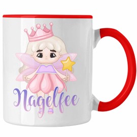 Trendation - Nail Fairy Cup Gift Nail Studio Employee Gel Nails Saying Cute Graphic (Red)