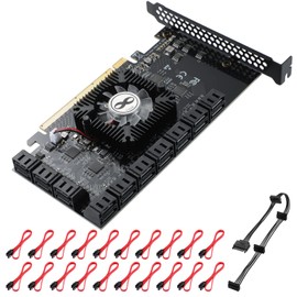 MZHOU PCIe SATA Card 20 Port SATA 16X 3.0 Devices, with SATA Cables&SATA Power Cable，6Gbps SATA 3.0 PCIe Card（5 * 1064+1812 Chip）