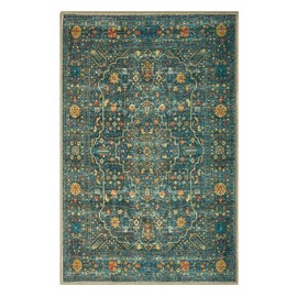 Keen Home Design - Alfombra de 0.6 x 0.9 m con reverso antideslizante, lavable a máquina, ideal para entrada, cocina, baño, lavandería - Alfombra vintage, fácil de limpiar, duradera, de pelo bajo - (2