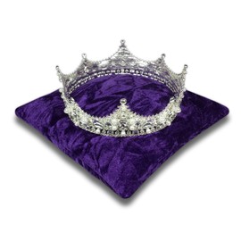 Resonant Energies 8.5 Inch Square Purple Crushed Velvet Tiara & Crown Display Pillow Stand, 'Bean Bag' Support, TPV36X