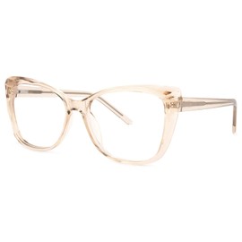 Zeelool Trendy Acetate Cat Eye Glasses Frame for Women with Non-prescription Clear Lens Farris ZOP02098-07 Champagne-Crystal