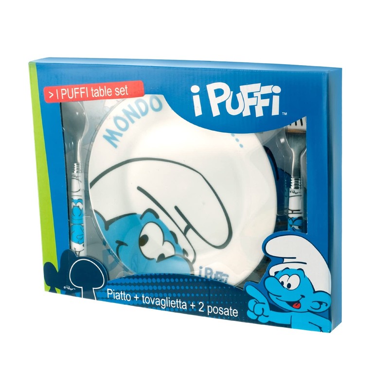 Home Smurfs Set of 4 Coloured Melamine Plate with 2