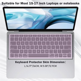 EKIND 2 Sheets Universal Waterproof and Dustproof Keyboard Cover for 15-17 Inch Laptops, with Keypad Keyboard Cover Size (L:14.17" x W:5.08"), Ultra Thin Silicone Skin Protector (Pink)