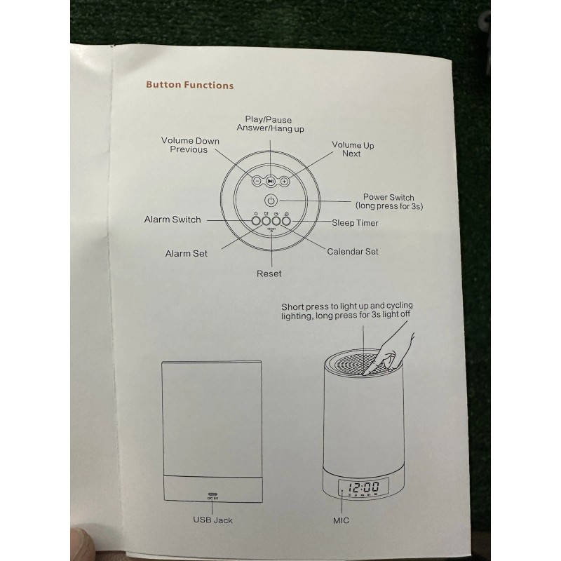 Marrado Wireless Bluetooth Speaker LED Touch Night Light Alarm Clock