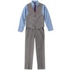 Izod Little Boys 4-Piece Formal Suit Vest Set, Medium Blue/Grey,