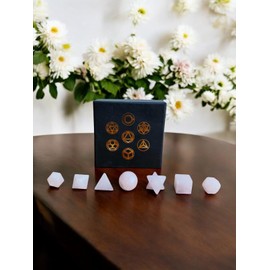 Rose Quartz Sacred Geometry Set Platonic Solids Tiger Eye Gemstone Crystal Geometry Set 7 Pcs Geometry Beautiful Gift with Box
