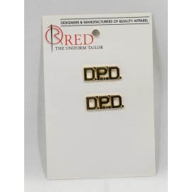 RED GALLS/RTUT 3/8" D.P.D. Letter Collar Brass Rank Insignia Gold Finish Sheriff PIN