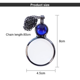 TOFBS Magnifying Glass Pendant Necklace Gift Vintage Crystal Magnifying Glass Pendant Necklace Gift Magnifying Glass Pendant Necklace 2X-3X Reading Magnifying Glass Reading Decorative Necklace, Metal