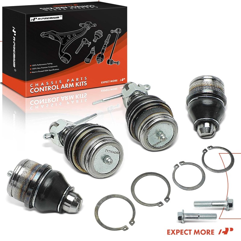 A-Premium Set of 4, Front Upper & Lower Ball Joints