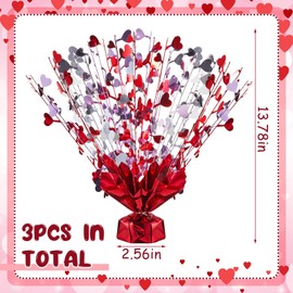 3 Pcs Valentines Table Centerpieces Heart Burst Centerpiece Valentine's Day Party Accessory Valentines Heart Tinsel Centerpieces Metallic Table Gleam Accessory for Table Party Decorations