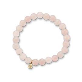Palas Jewellery Women's Rose Quartz Energy Gem Stretch Bracelet, Pink