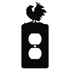Innovative Fabricators, Inc. Poultry Rooster Chicken Single Duplex Wall Plate (Single Power, Black)