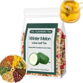 Winter Melon Lotus Leaf Tea, Oil Cleansing Teas, Organic Kidneys & Liver Chinese Chrysanthemum Wax Gourd Herbal Bags With 9 Herbal Ingredients (1Bag(20pcs))