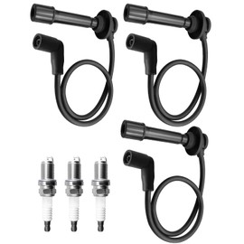 Spark Plug Cap Wire Set Fit for Kawasaki KAF820 Mule PROFX PROFXR PROFXT PRO-FXT 2015-2023 Some Models, 3Pcs Wires & 3Pcs Spark Plugs Replace 21150-0013 92070-0048