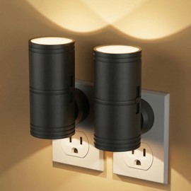 Likelgn Night Light Plug into Wall, 2 Pack Dimmable LED Nightlight with Dusk to Dawn Sensor, Soft White Glow, for Hallway, Bathroom, Bedroom, Black