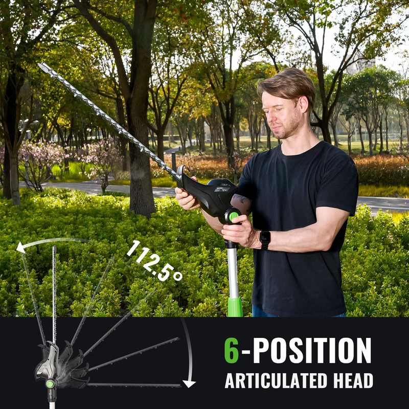 Pole Hedge Trimmer Cordless 20V with Battery Powered 20-Inch Electric