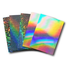 Rainbow Symphony - Holographic Sticker Material - Craft Film for Cricut and Silhouette - 12"x18" Holographic Vinyl Sheets - 5 Pack with Variety of Patterns