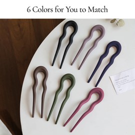 SGQTZDZQ French Twist Hair Pin ，6 PCS Matte French hair pins for women ，Frosted U Shaped Hair Pins for Spiral Updo Bun (Set A)