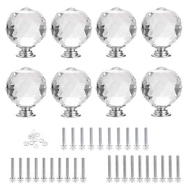 IGNPION 8x30mm Crystal Glass Cabinet Handle Knobs Kitchen Drawer Door Knob Cupboard Pull Handle Hardware for Bedside Cabinet, Dresser Unit and Chest Home Decorating