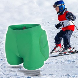 Kids Hip Butt Protection Pads Shorts, Youth Child 3D Tailbone Protective Padded Short Pants for Skiing Skating Snowboard (Green, XX-Small)