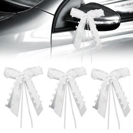 Aohcae Pack of 30 Car Decoration Wedding Car Bows Wedding Decoration Car Wedding Decoration Car Bows White with Hearts Christmas Bows for Wedding