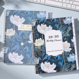 2026-2030 Monthly Planner - 5 Year Planner/Calendar from JAN. 2026 - DEC. 2030, 9" x 11", Monthly Tabs, Back Pocket, Twin-Wire Binding, Transparent Waterproof PP Cover