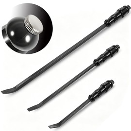 Pry Bar Set, 12", 17" and 25" Heavy Duty Pry Bar Angled End, 3-Piece LSQ42103 Angled Tip Pry Bar Kit Steel with Striking Cap, Padded Rubber Handle