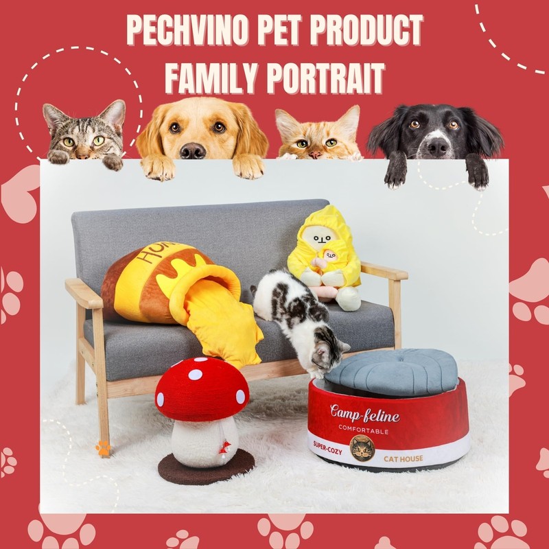 PECHVINO Can-Shaped Cat Bed – Ramen Bowl Cat Bed with