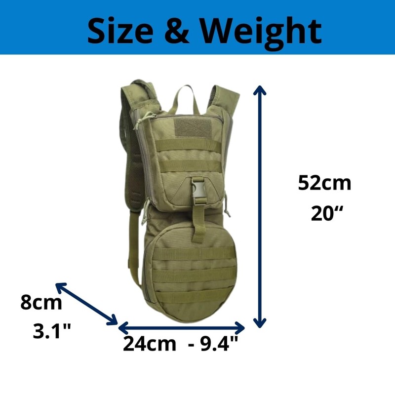 GETORIUM - Mochila táctica de hidratación con 3 L de