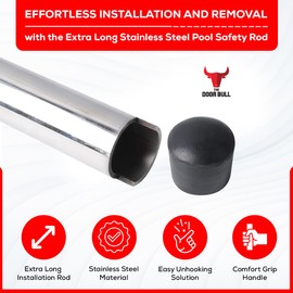 30 inches Extra Long Heavy Duty Swimming Pool Safety Cover Installation, Removal Rod Tool Plus Anchor Hex Key - Rod with Hex Key Combo