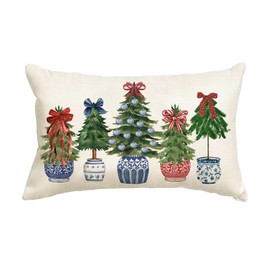 Christmas Blue Porcelain Lumbar Pillow Cover 12x20 Inch 1 Piece